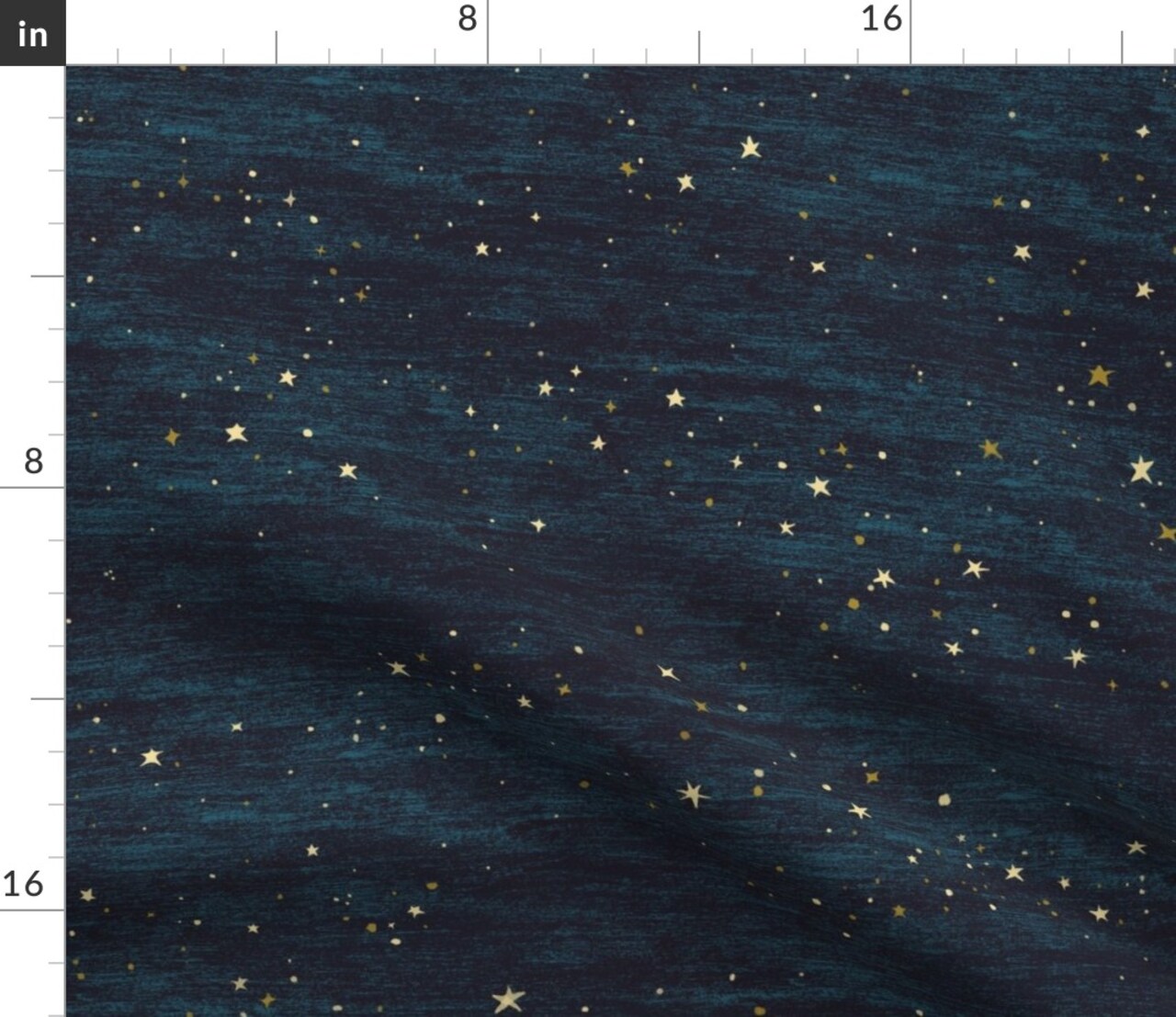 Nighttime Stars Stars Turquoise Sky Nursery Hand-Drawn Dark Blue Cosmos Night Midnight Astrological Christmas Star Dots Custom Printed Fabric by Spoonflower Various Fabrics by the Yard or Fat Quarter